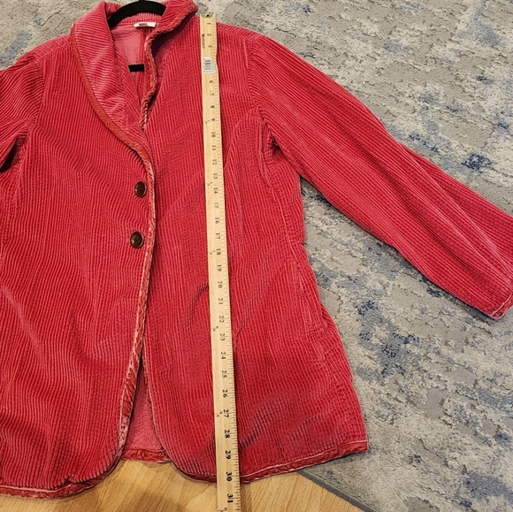 J. Jill Pink Corduroy Velvet Button Front Jacket Pockets Size 1X - Picture 3 of 16